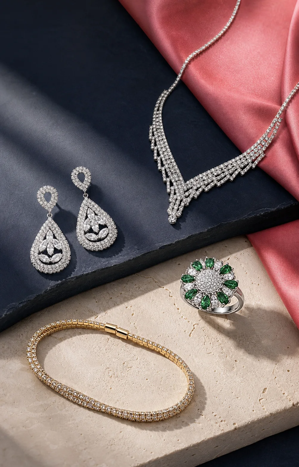 Crystal jewelry assortment visualization